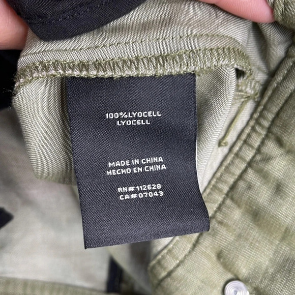 TAHARI Olive Green Lyocell Utility Jacket Button Snap Closure Lightweight Size L - Picture 11 of 14